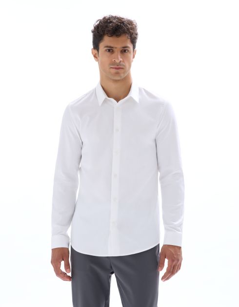 Chemise slim dobby 100% coton - blanc