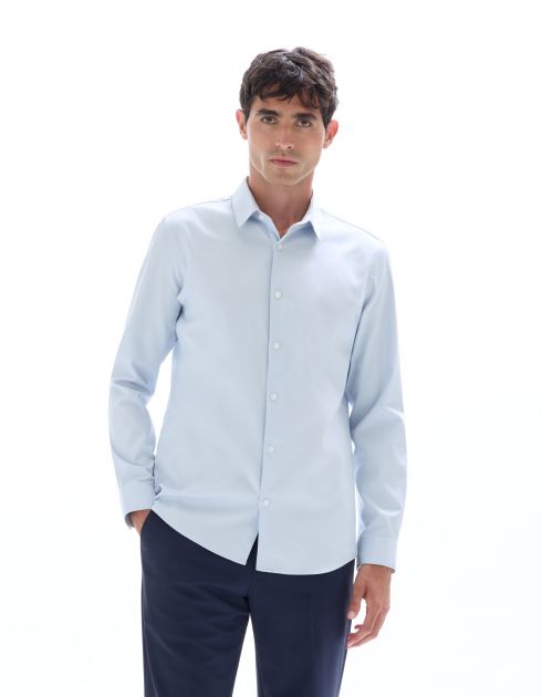 Chemise slim dobby 100% coton - bleu clair