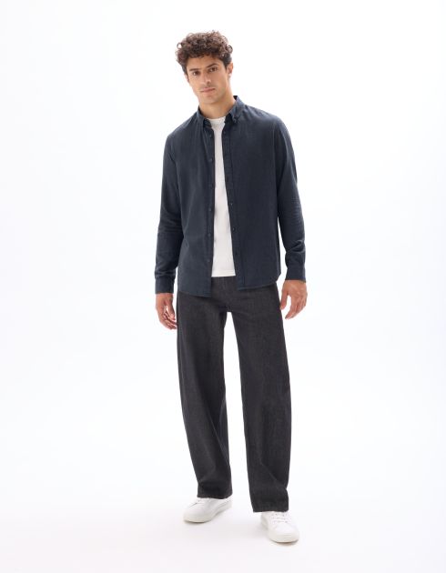 Chemise regular en flanelle  - bleu