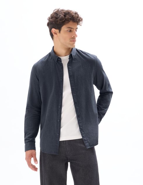 Chemise regular en flanelle  - bleu