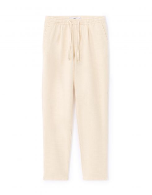 Pantalon straight texturé canvas 100% coton - écru