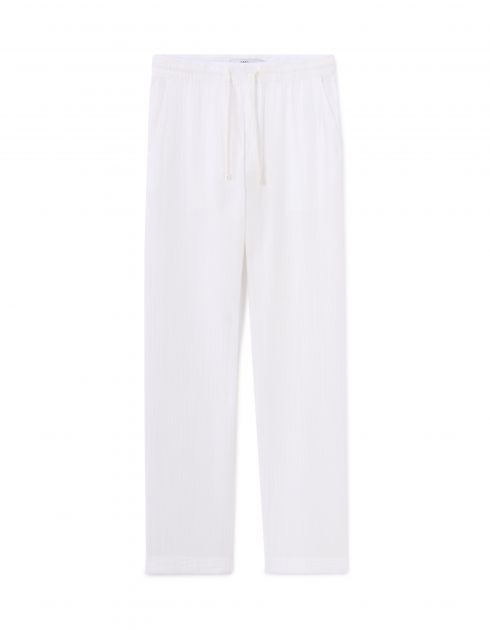 Pantalon relaxed 100% gaze de coton - blanc