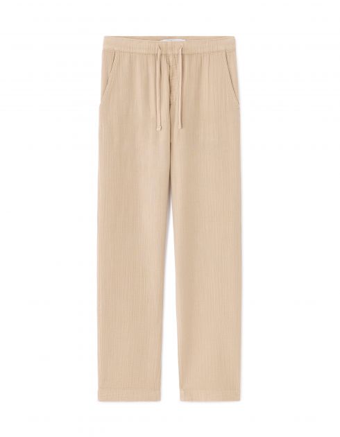 Pantalon relaxed 100% gaze de coton - beige