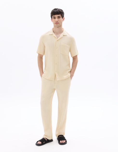 Pantalon relaxed 100% gaze de coton - beige naturel