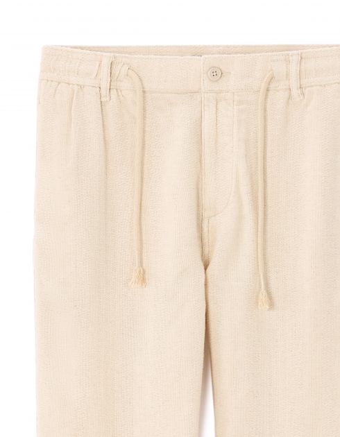 Pantalon relaxed 100% coton jacquard - écru