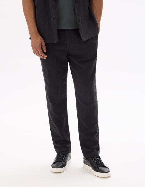 Pantalon relaxed 100% coton jacquard - noir