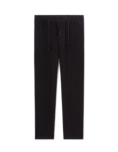 Pantalon relaxed 100% coton jacquard - noir