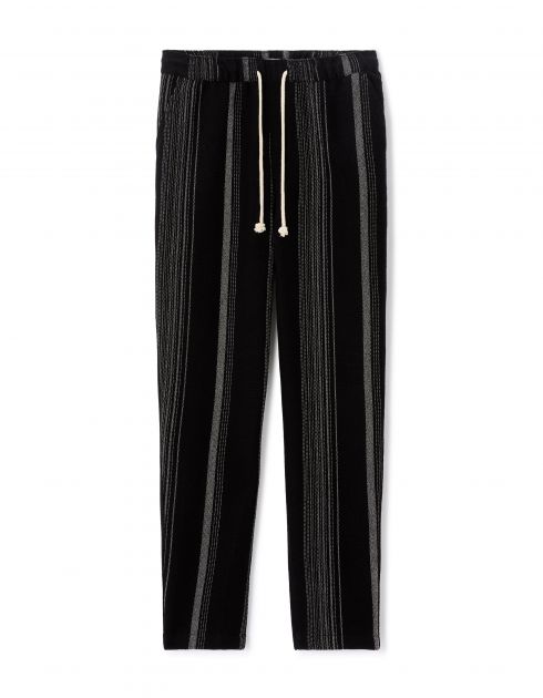 Pantalon straight texturé à rayures - noir
