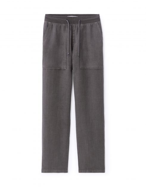 Pantalon uni 100% lin - gris foncé