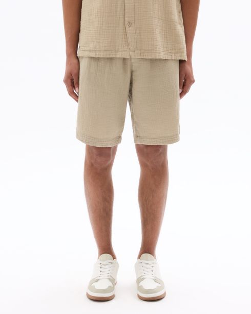 Bermuda 100% gaze de coton - taupe