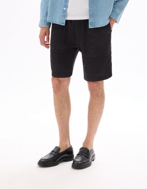 Bermuda jacquard rayé 100% coton - noir