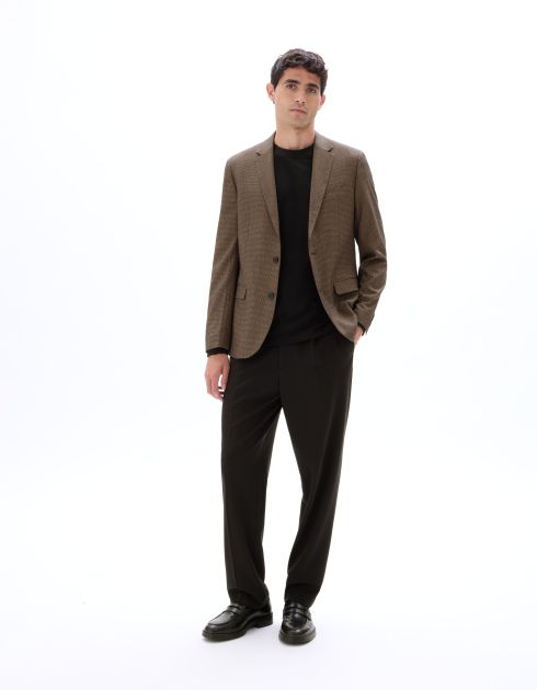 Blazer slim à carreaux - marron