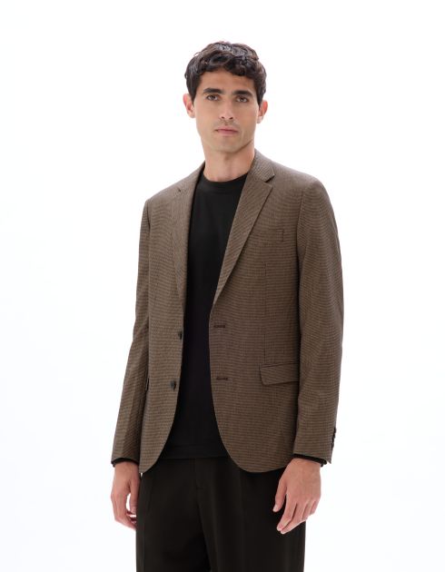 Blazer slim à carreaux - marron