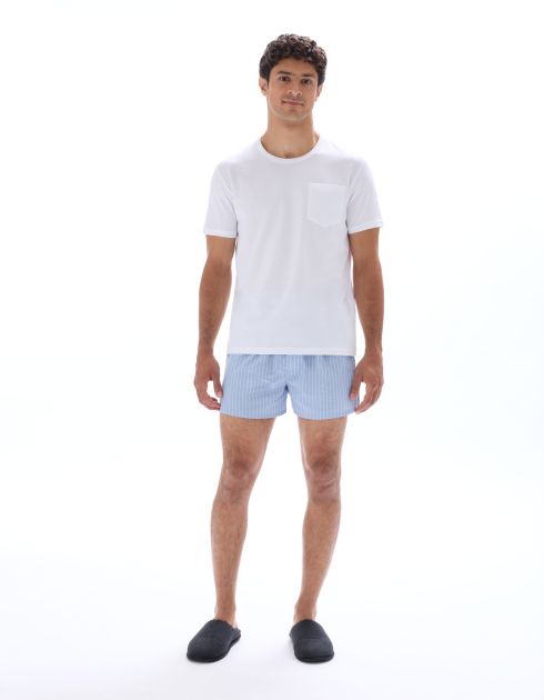 Pyjama t-shirt et caleçon 100% coton - bleu