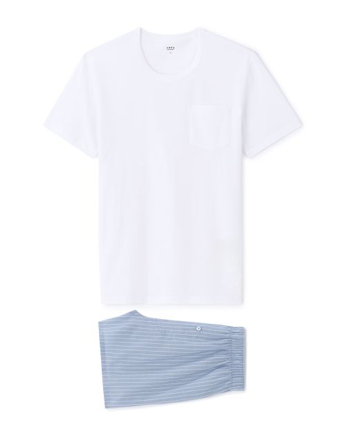 Pyjama t-shirt et caleçon 100% coton - bleu