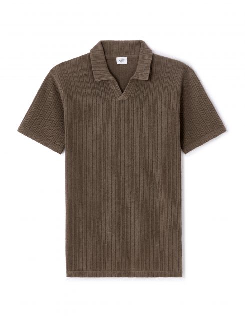 Polo regular en maille côtelé - taupe