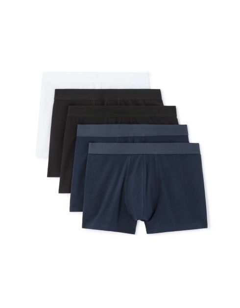 Lot de 5 boxers unis - marine, noir et blanc