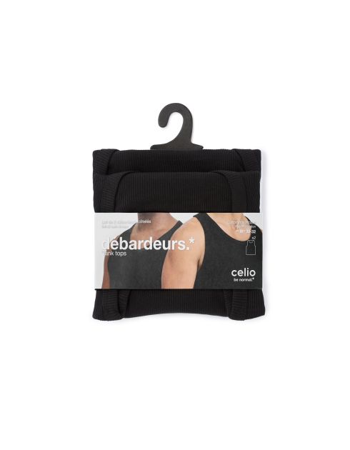 Lot de 2 débardeurs côtelés - noir