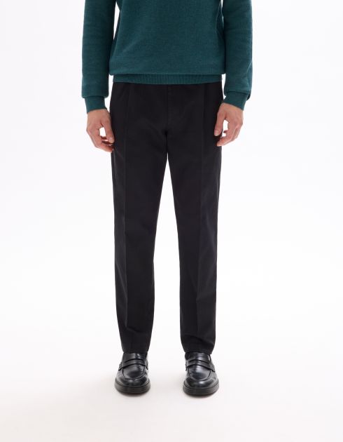 Pantalon slim coton lin stretch - noir