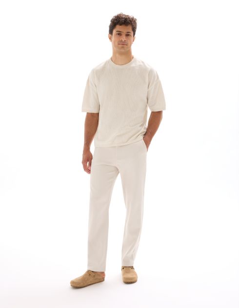 Pantalon chino straight uni - écru