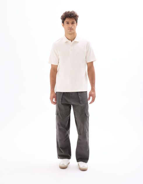 Pantalon cargo baggy 100% coton - gris