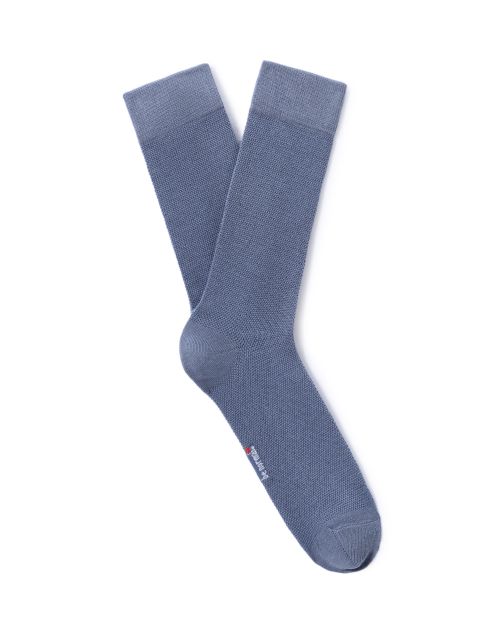 Chaussettes hautes en coton stretch piqué - bleu