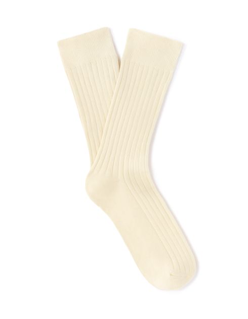Chaussettes unies côtelées - écru