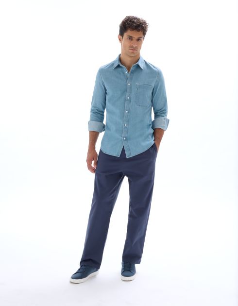 Chemise regular en jean 100% coton - bleu