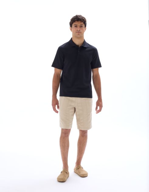 Polo regular col zippé en jersey - noir
