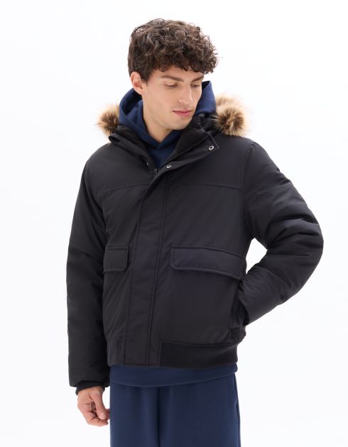 Blouson Dualtech grand froid duvet et plume à capuche - noir