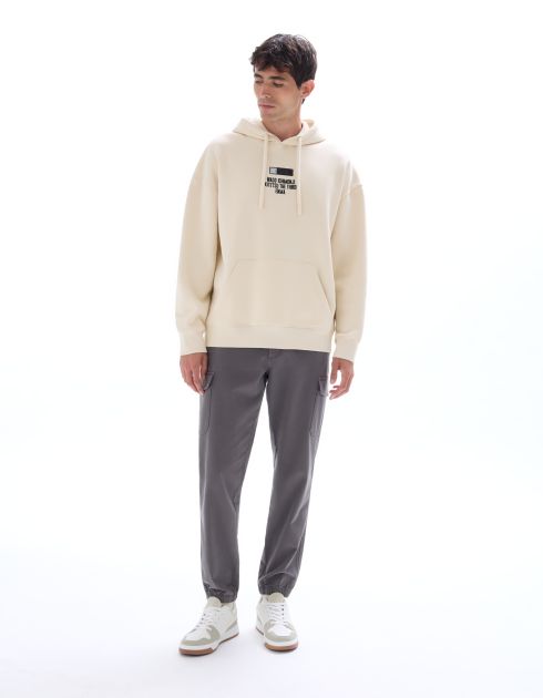 One Piece - Sweat à capuche oversize beige