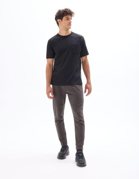 T-shirt boxy col rond flammé - noir