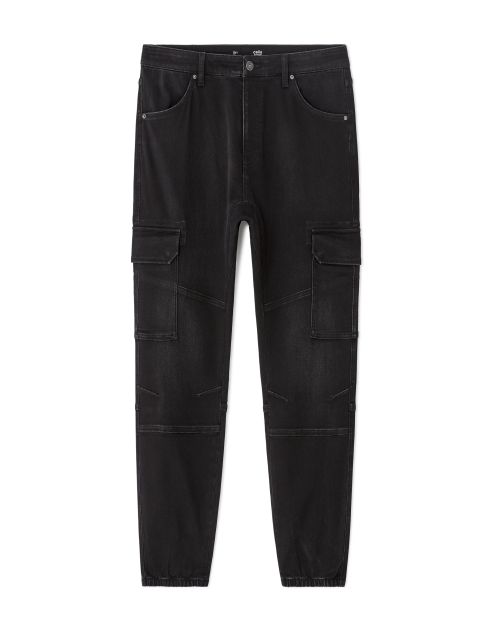 Jean cargo slim coton stretch - noir