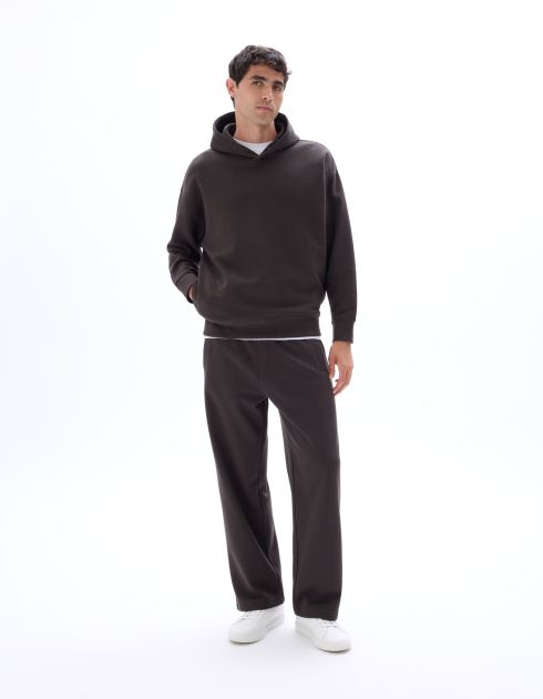 Sweat oversize à capuche uni - marron foncé