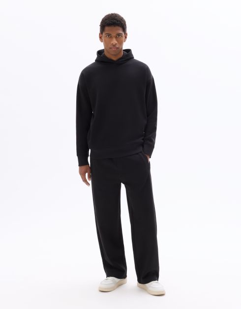 Sweat loose à capuche uni - noir