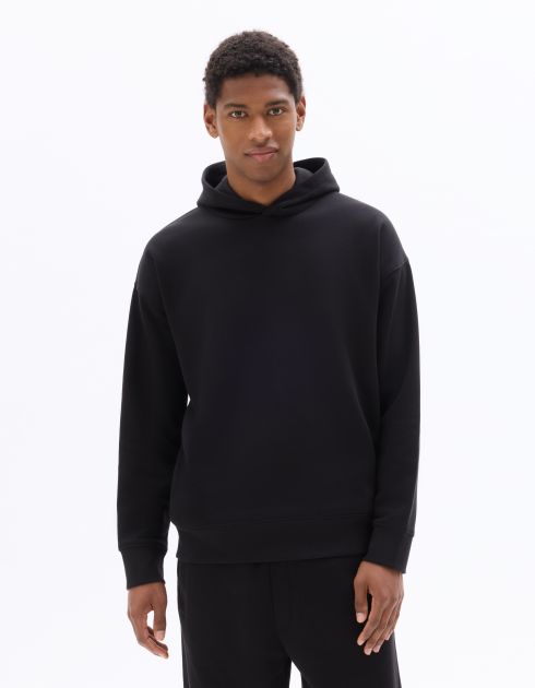 Sweat loose à capuche uni - noir