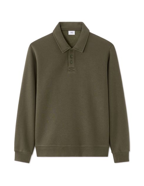 Sweat regular col polo - kaki