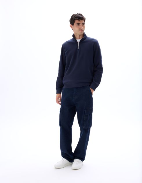 Sweat regular col camionneur uni - marine