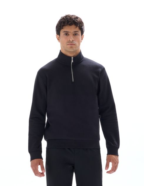 Sweat regular col camionneur uni - noir