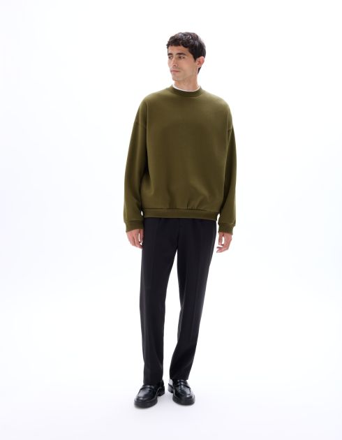Sweat oversize Col rond fantaisie - kaki