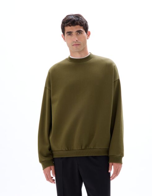 Sweat oversize Col rond fantaisie - kaki