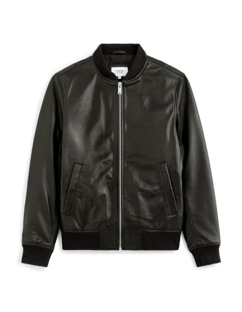 Bomber en cuir - noir