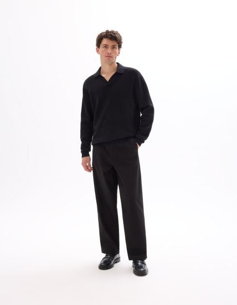 Pull oversize col requin 100% coton - noir