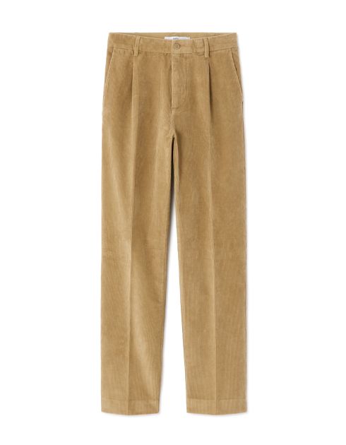 Pantalon chino straight en velour - caramel