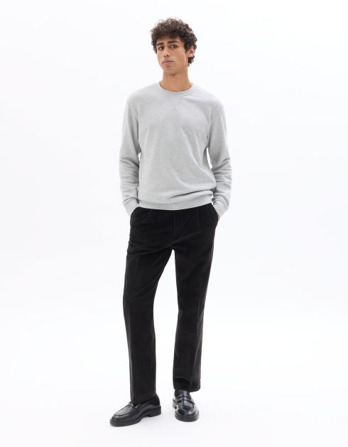 Pantalon chino straight en velour - noir