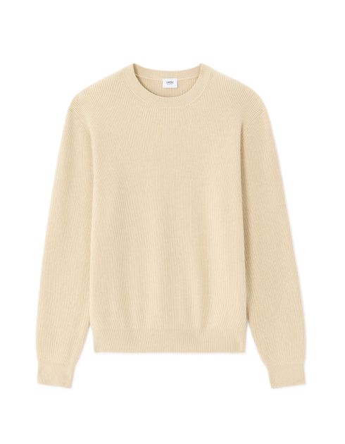 Pull col rond côtelé - beige