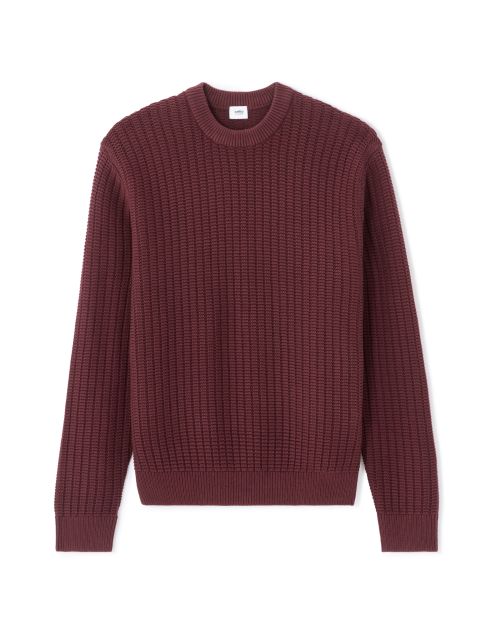 Pull col rond 100% coton avec jeu de points - rouge