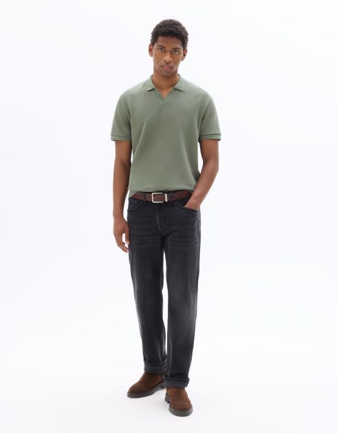 Polo regular en maille gaufrée - vert