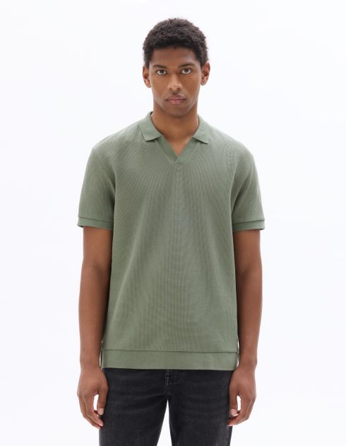 Polo regular en maille gaufrée - vert