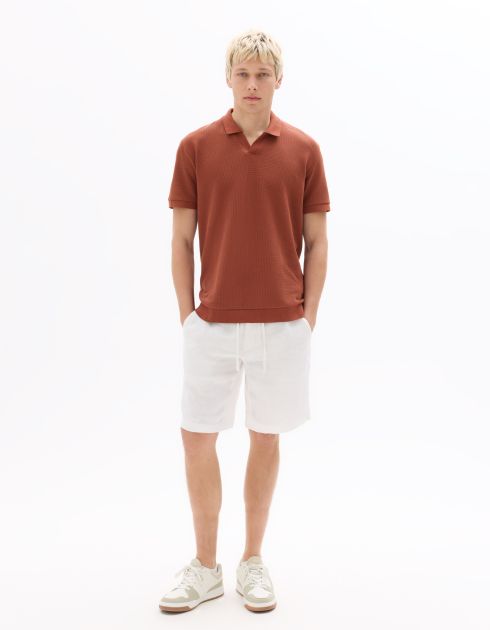 Polo regular en maille gaufrée - rouge